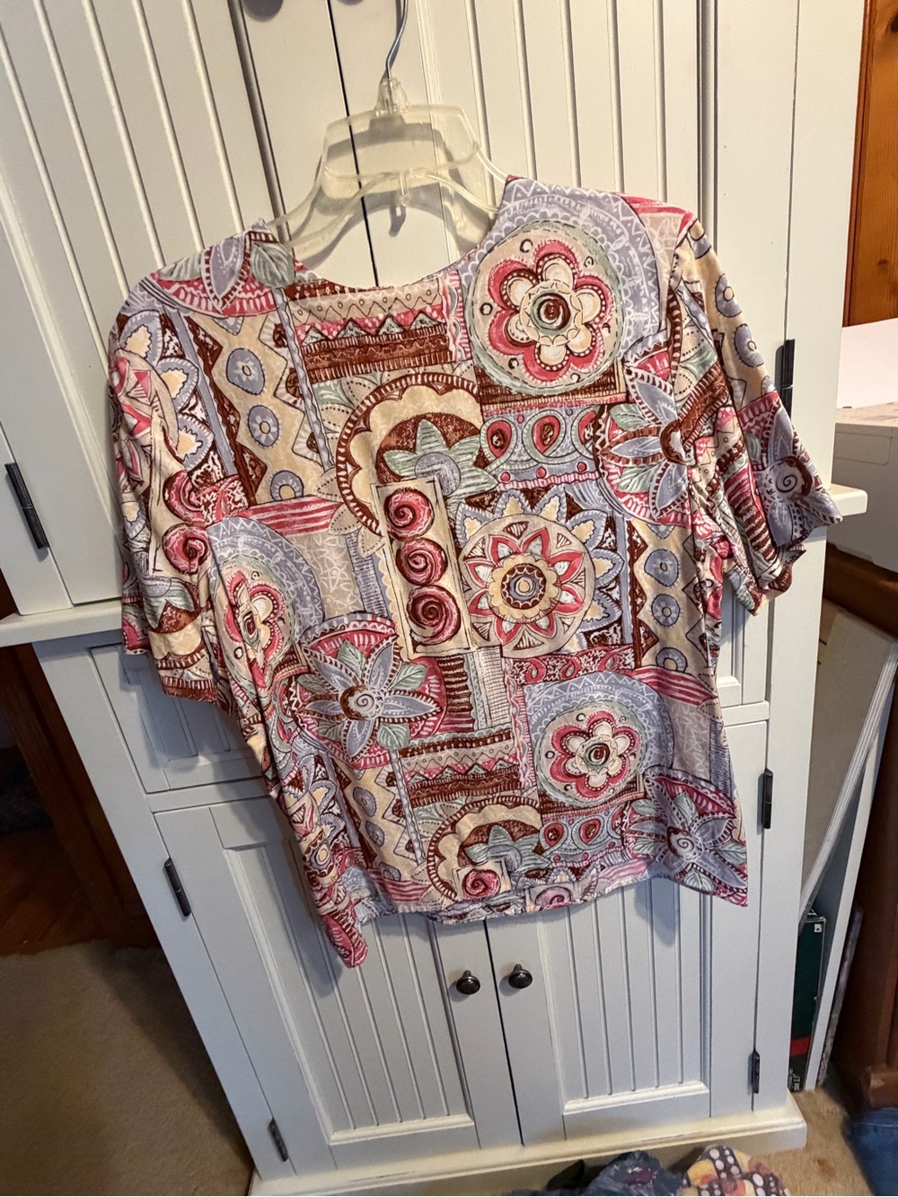 Kim Rogers Pink Multi Short Sleeve Patterned Blouse